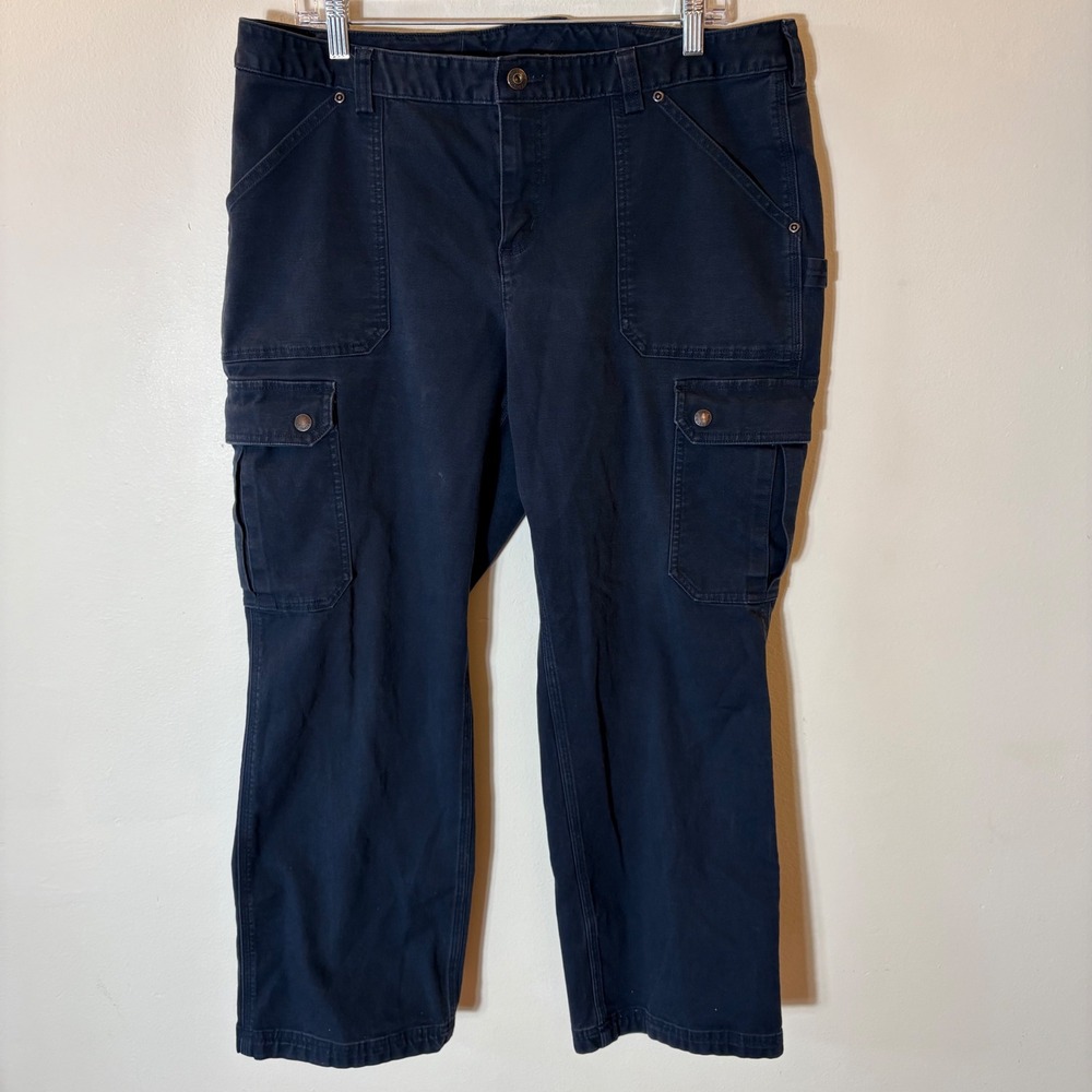 Duluth Trading Co Navy Blue Curvesetter Cargo Work Pants 16x29‎